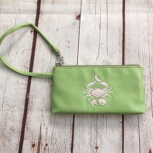 Y2K Lime Green Shells and Crab Wristlet
